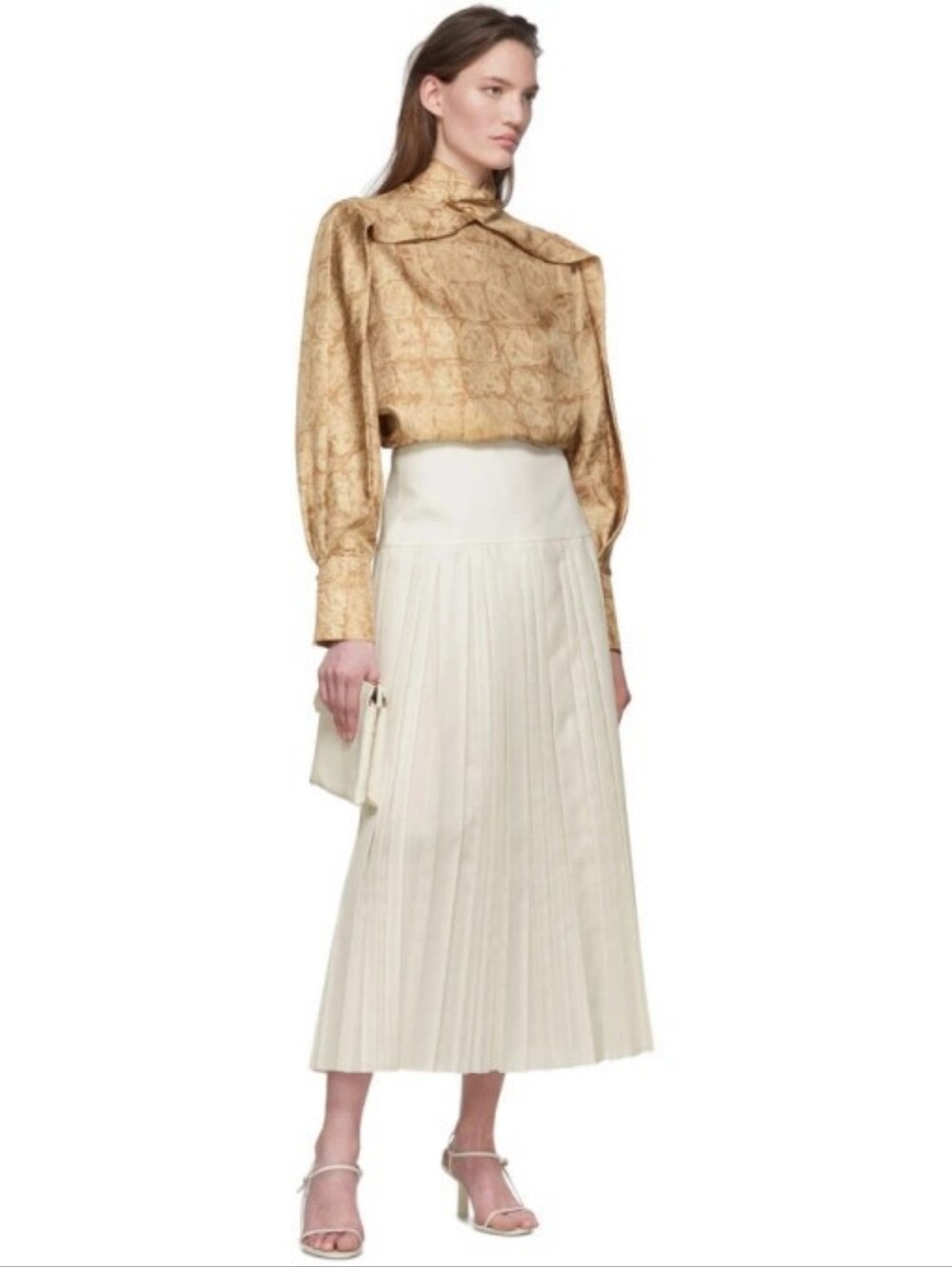 THE ROW Magdita Extended Waistband Pleated Midi Skirt In Ivory US 8 Org $1,470 - Picture 6 of 16